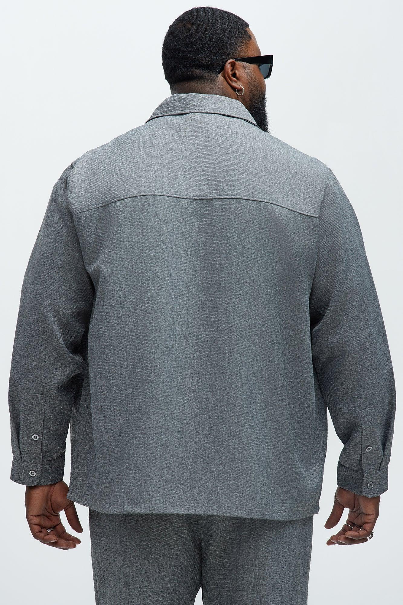Kerr Textured Button Up Shirt - Grey Product Image