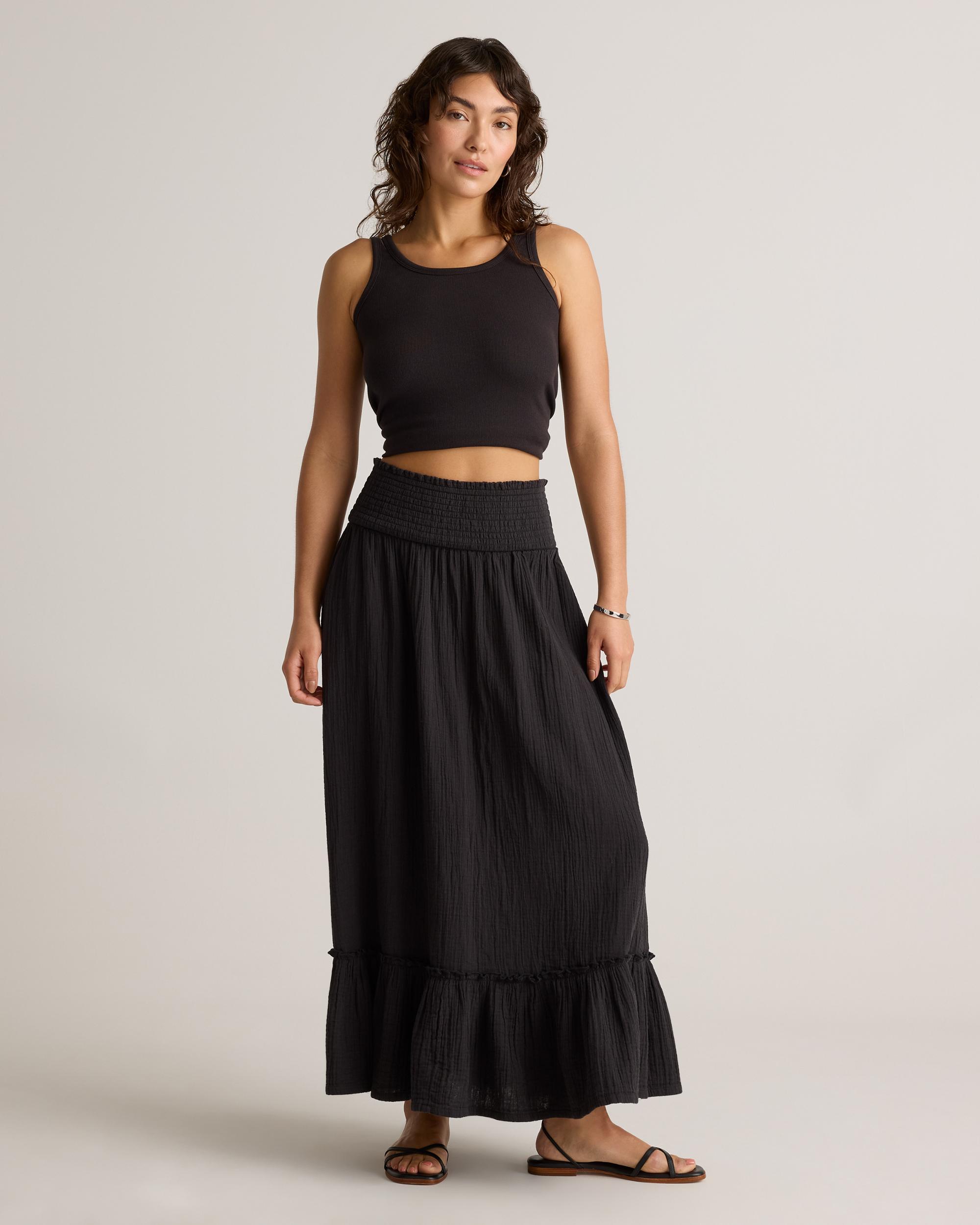 Quince | Women's Gauze Smocked Maxi Skirt Organic Cotton Product Image