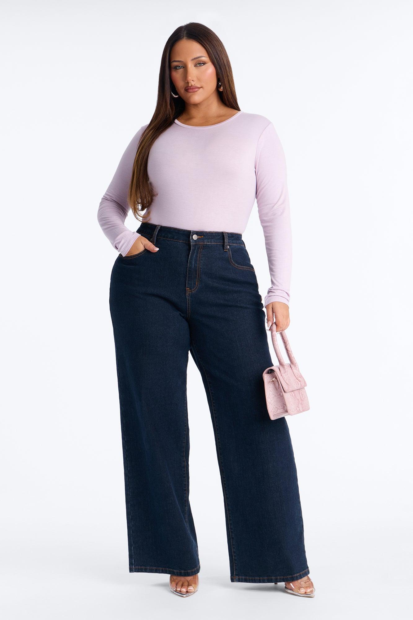 Krystal Crew Neck Long Sleeve Bodysuit - Lilac Female Product Image