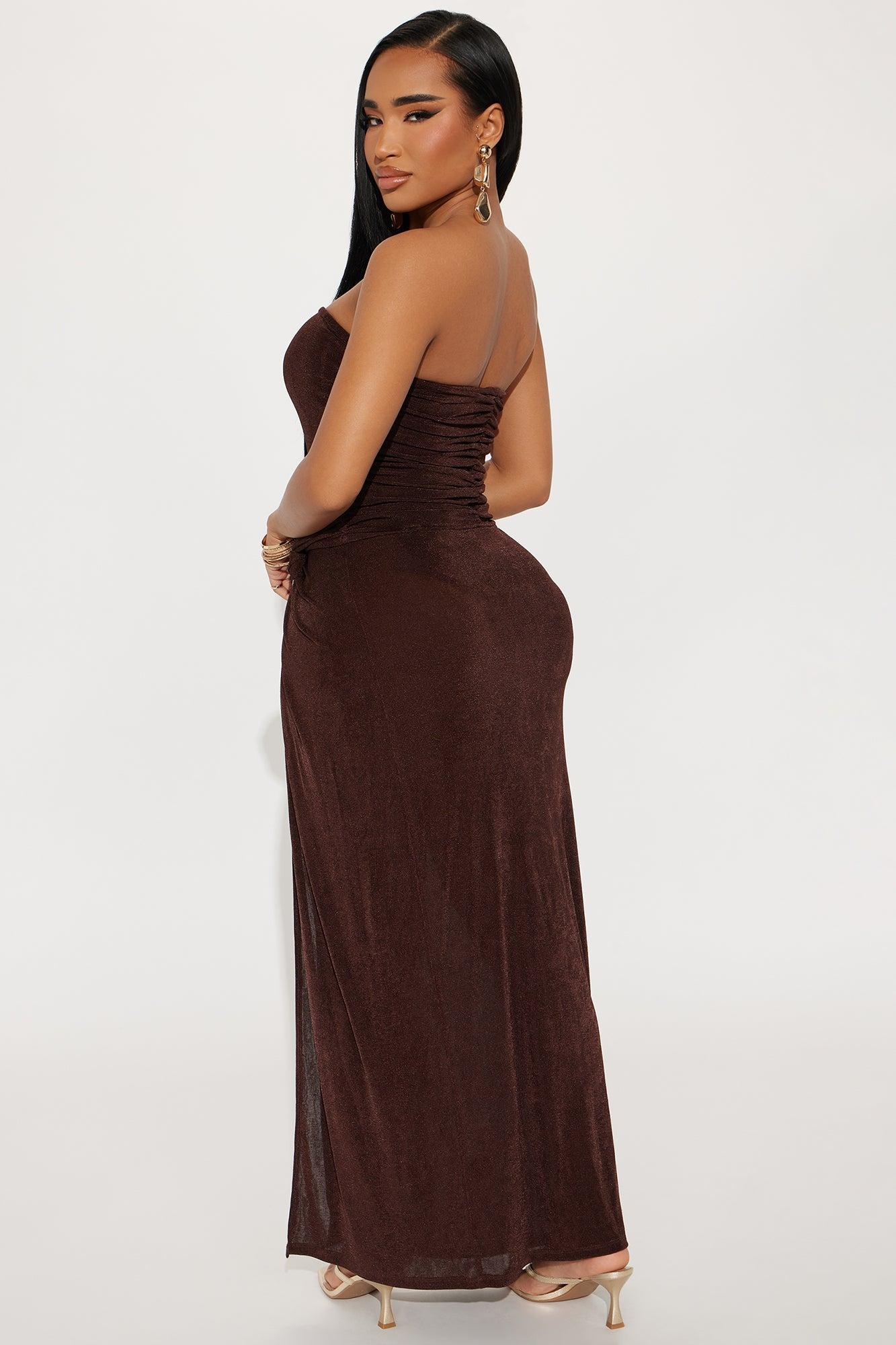 Clara Slinky Maxi Dress - Chocolate Product Image