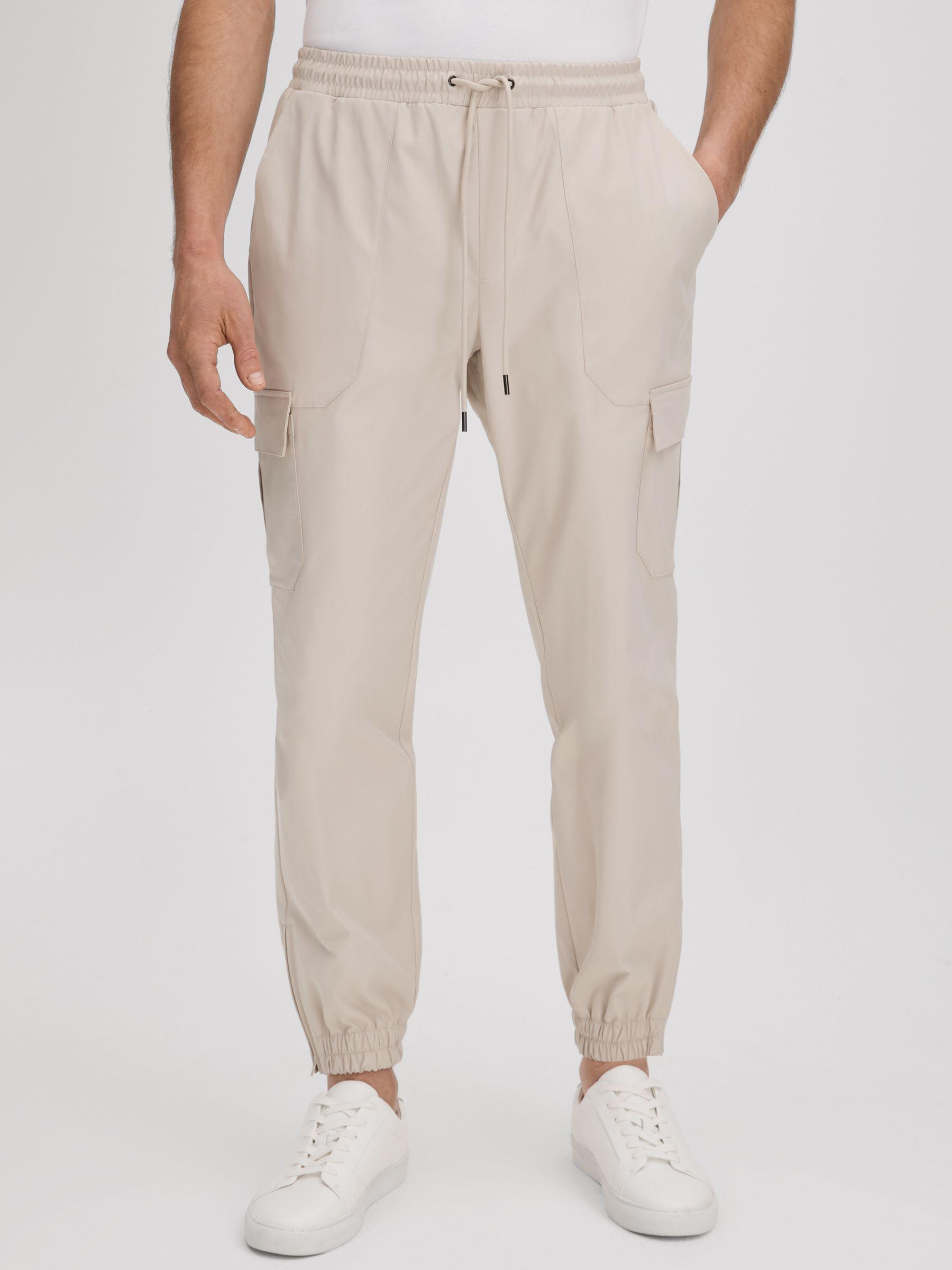 Technical Drawstring Cargo Trousers in Stone Product Image