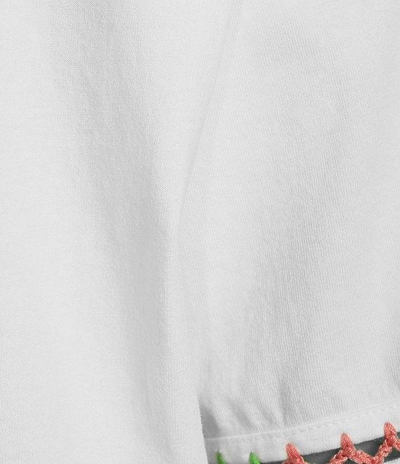 JOHNNY WAS Crochet Trim Crew Neck Short Sleeve Cotton Knit Tee Product Image