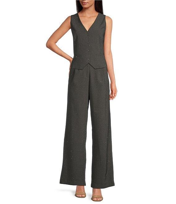 Skies Are Blue Rhinestone High Waist Wide Leg Pants Product Image