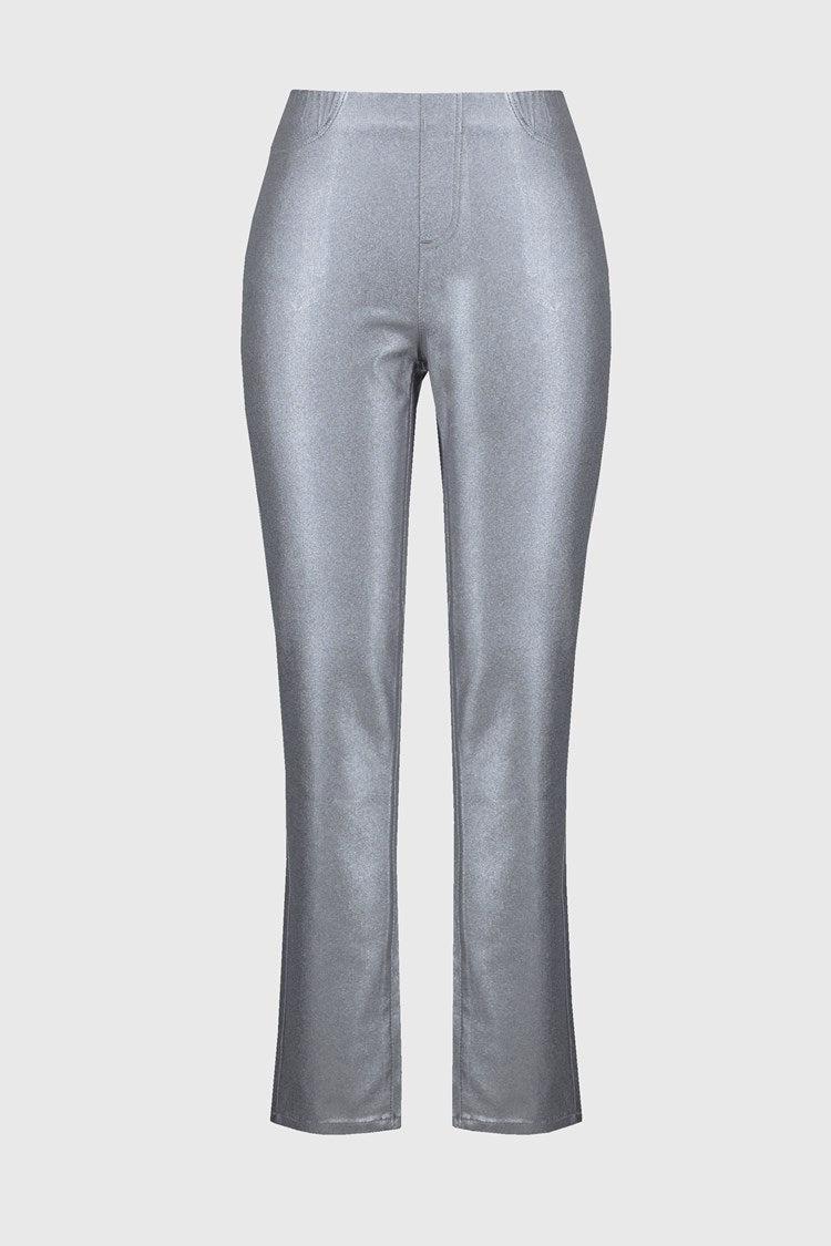 Metallic Coated Classic Slim Denim Pants Product Image