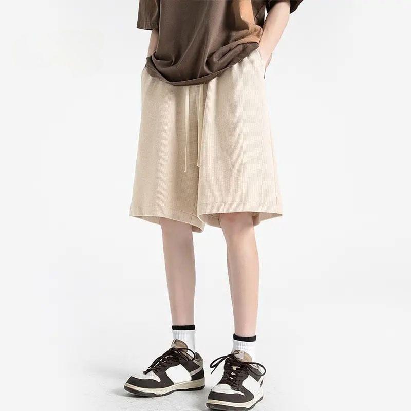 Drawstring Waist Plain Bermuda Sweat Shorts Product Image