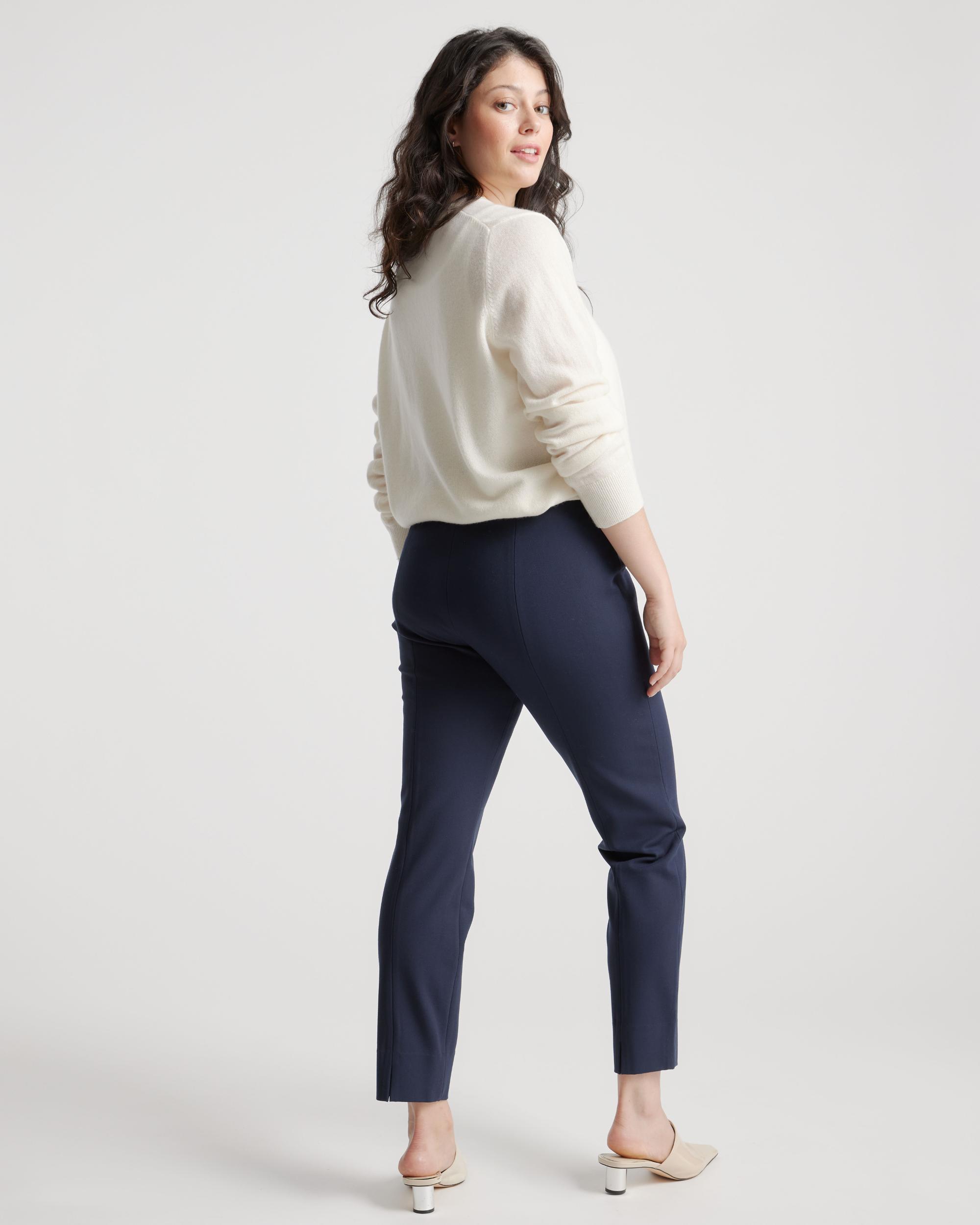 Quince | Women's Ultra-Stretch Ponte Pintuck Ankle Pants Rayon Product Image