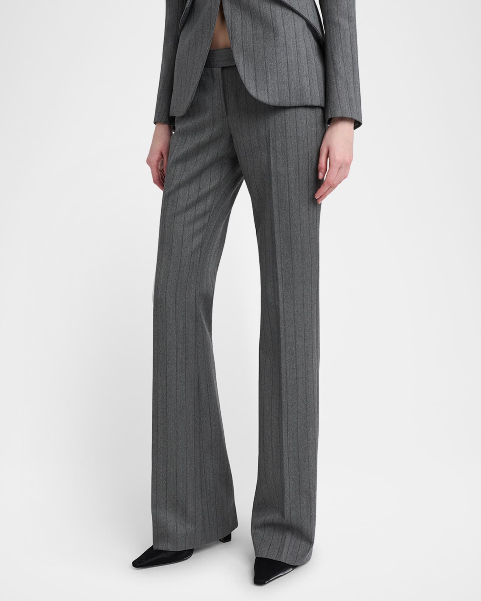 Herringbone Wool Flare Trousers Product Image