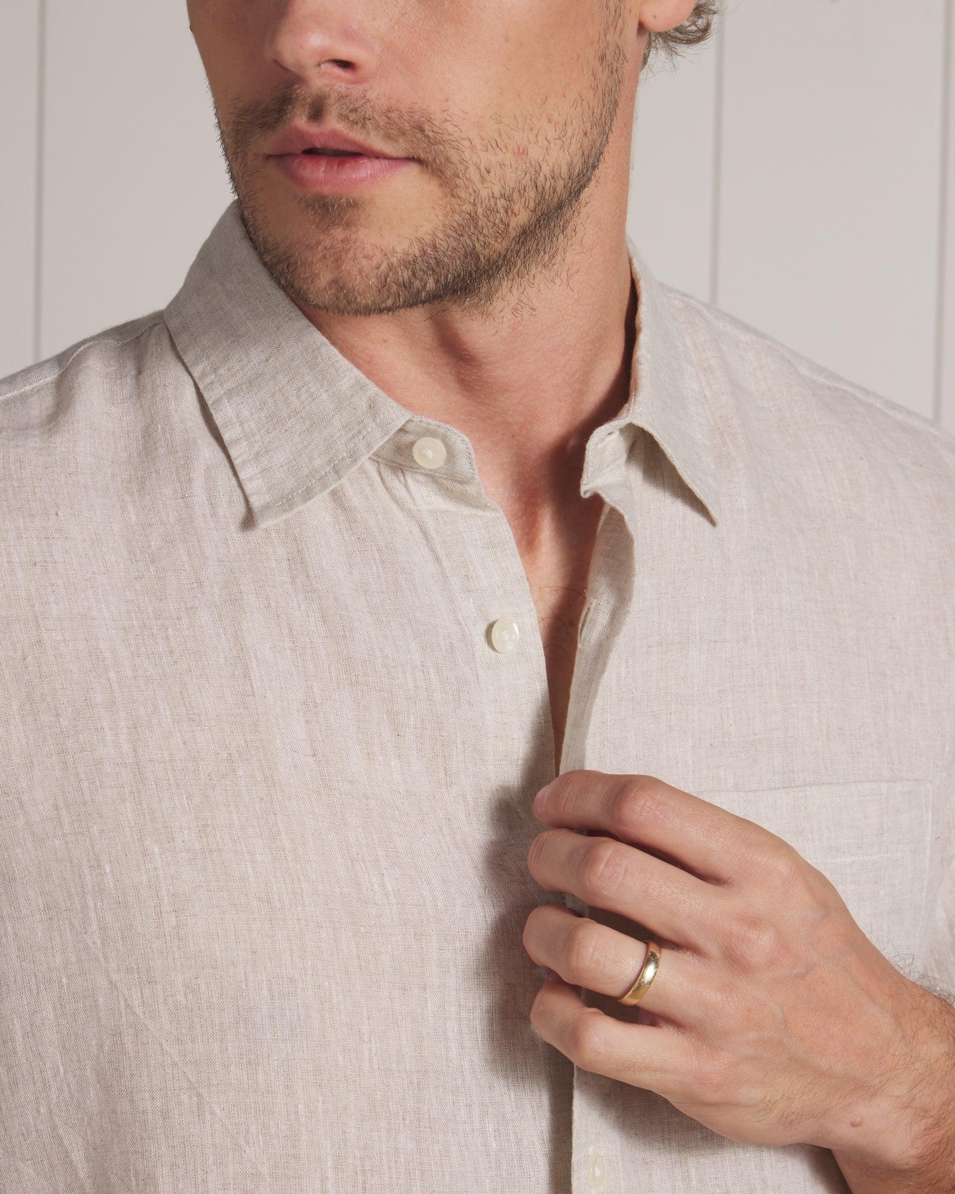 Nantucket Yarn Dyed Linen Shirt - Natural Product Image