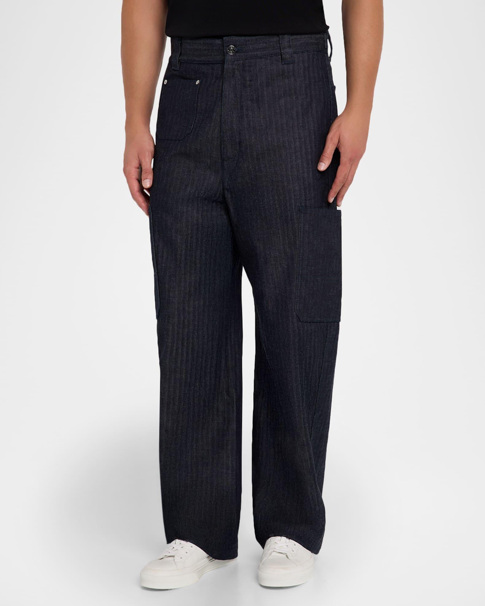 Men's Denim Wide-Leg Cargo Pants Product Image