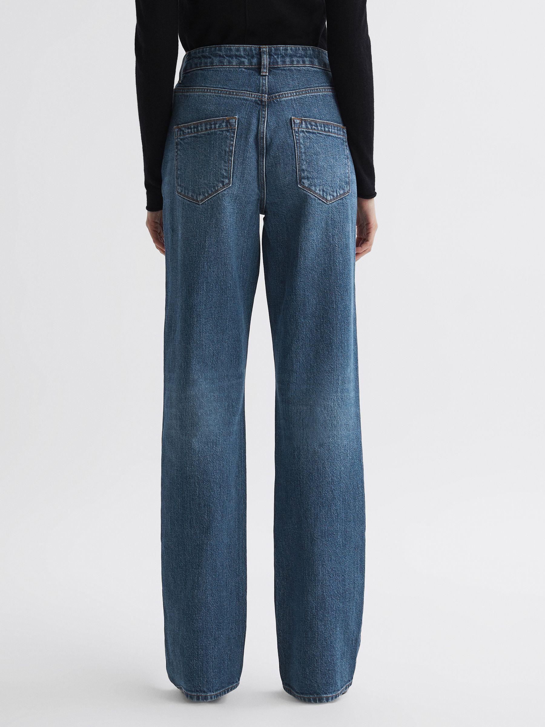 High Rise Straight Leg Jeans in Mid Blue Product Image