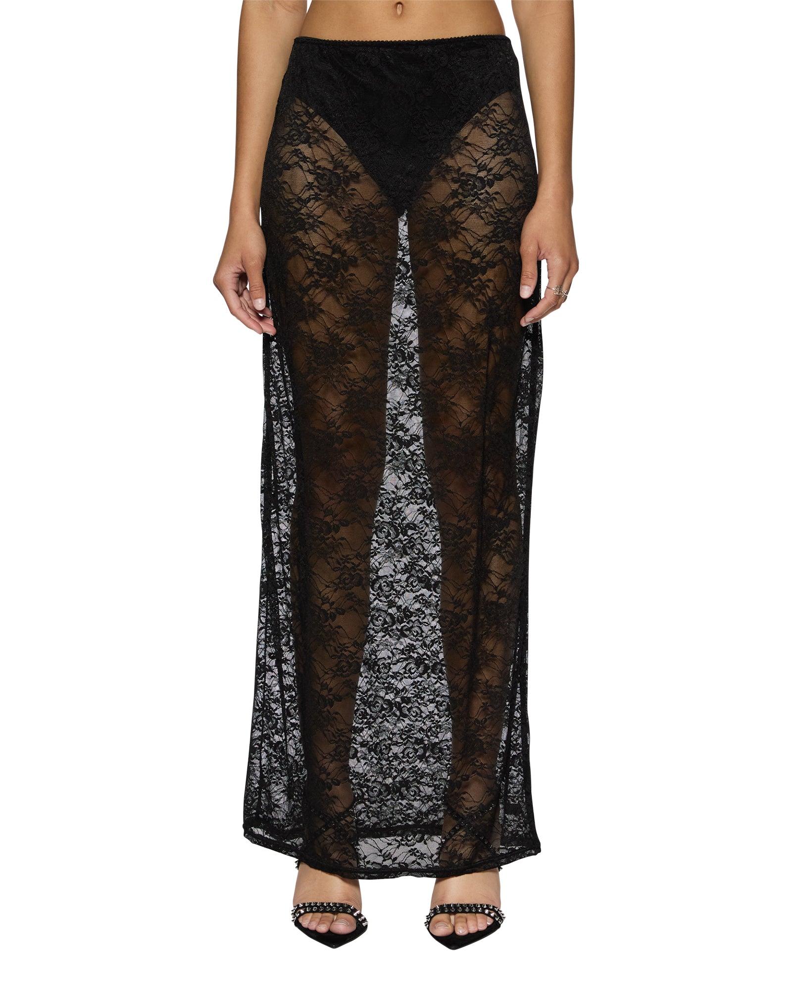 VENEDA SLIP SKIRT BLACK LACE Female Product Image