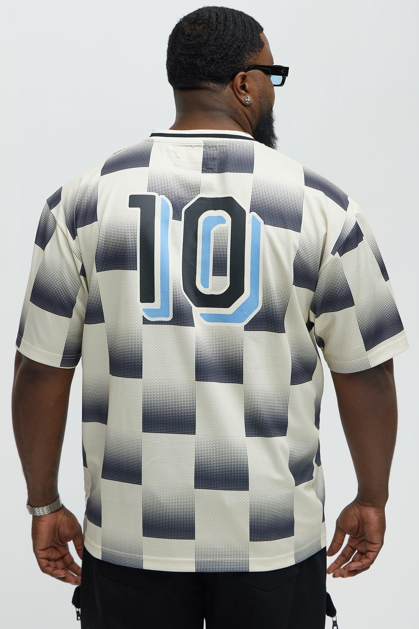 Checkered Paris Short Sleeve Soccer Jersey - Off White/combo Product Image