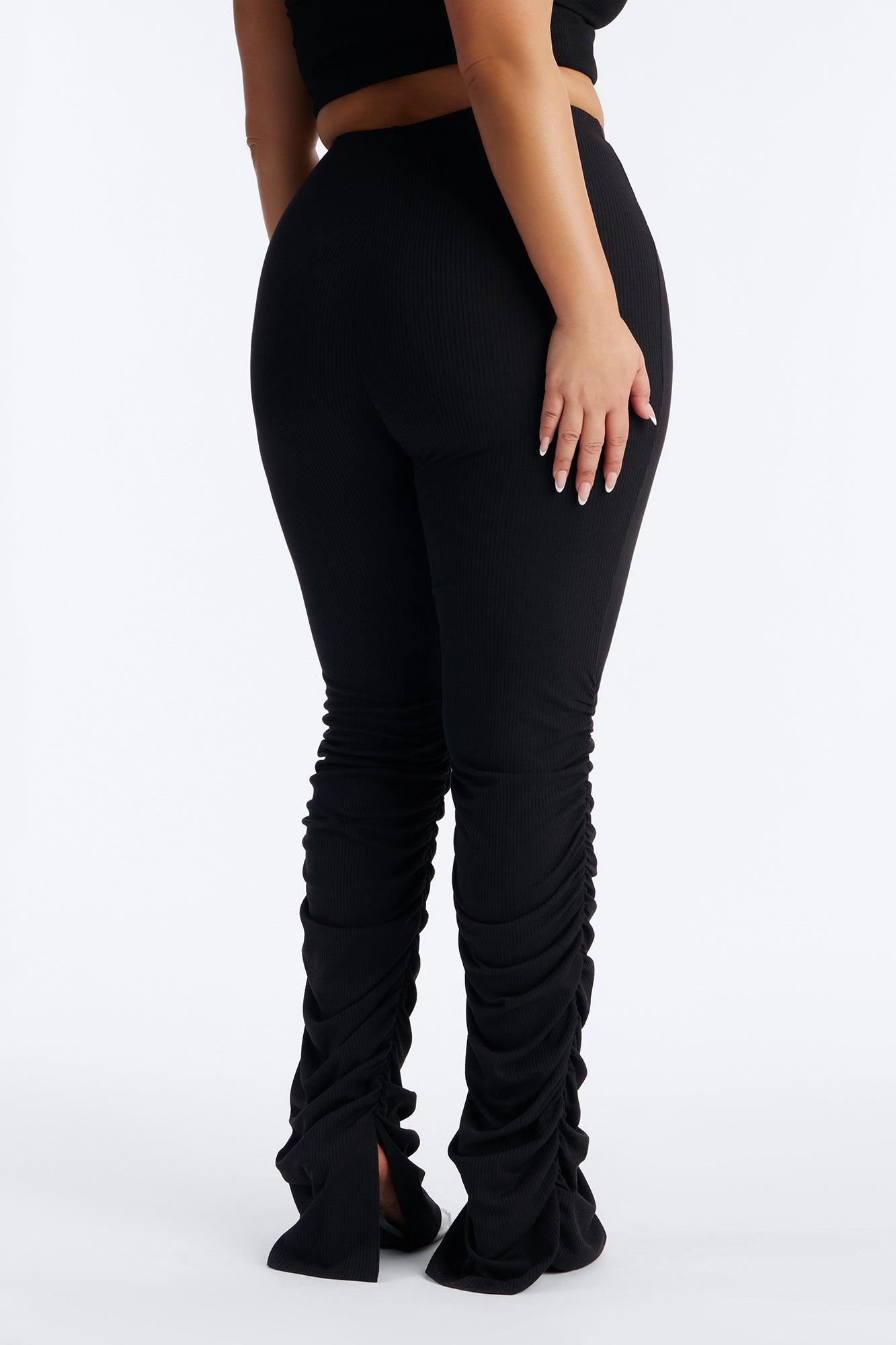 Georgia High Rise Ribbed Stacked Legging - Black Female Product Image