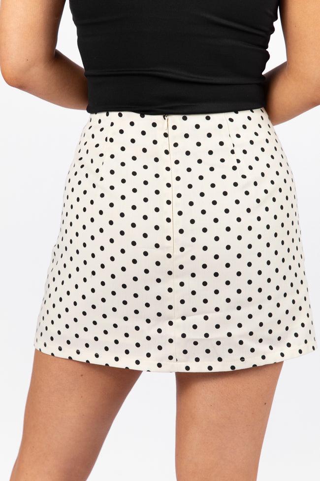 Believe Me Ivory and Black Polka Dot Mini Skort FINAL SALE Product Image