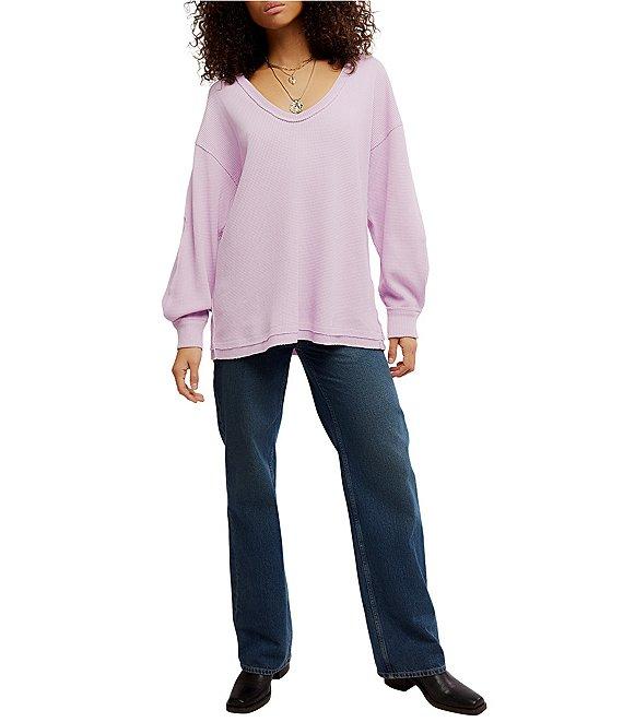 Free People We The Free Coast 2 Coast Scooped Neck Long Sleeve Waffle Knit Thermal Product Image