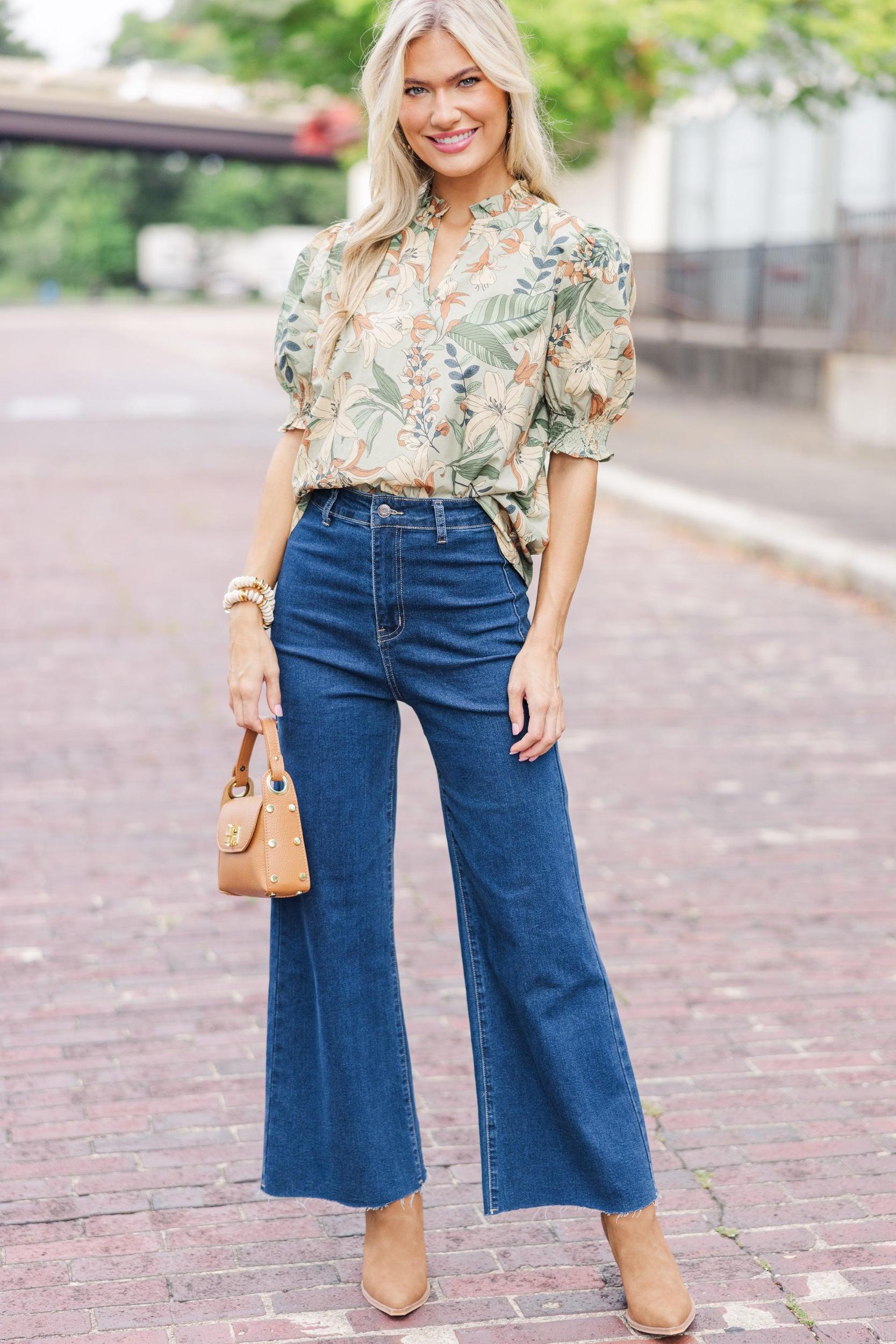 Life's A Dance Sage Green Paisley Top Female Product Image