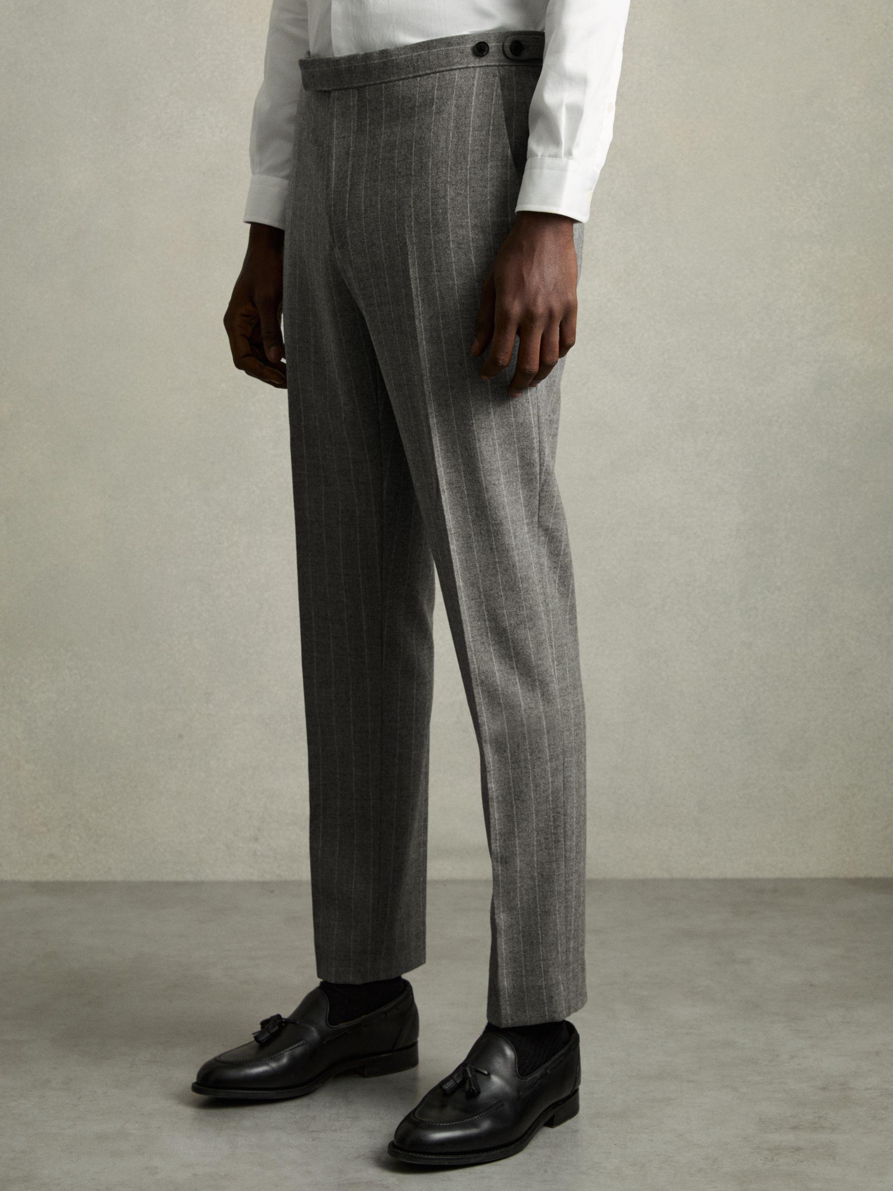 Slim-Fit Pinstripe Suit Trousers in Soft Grey Product Image