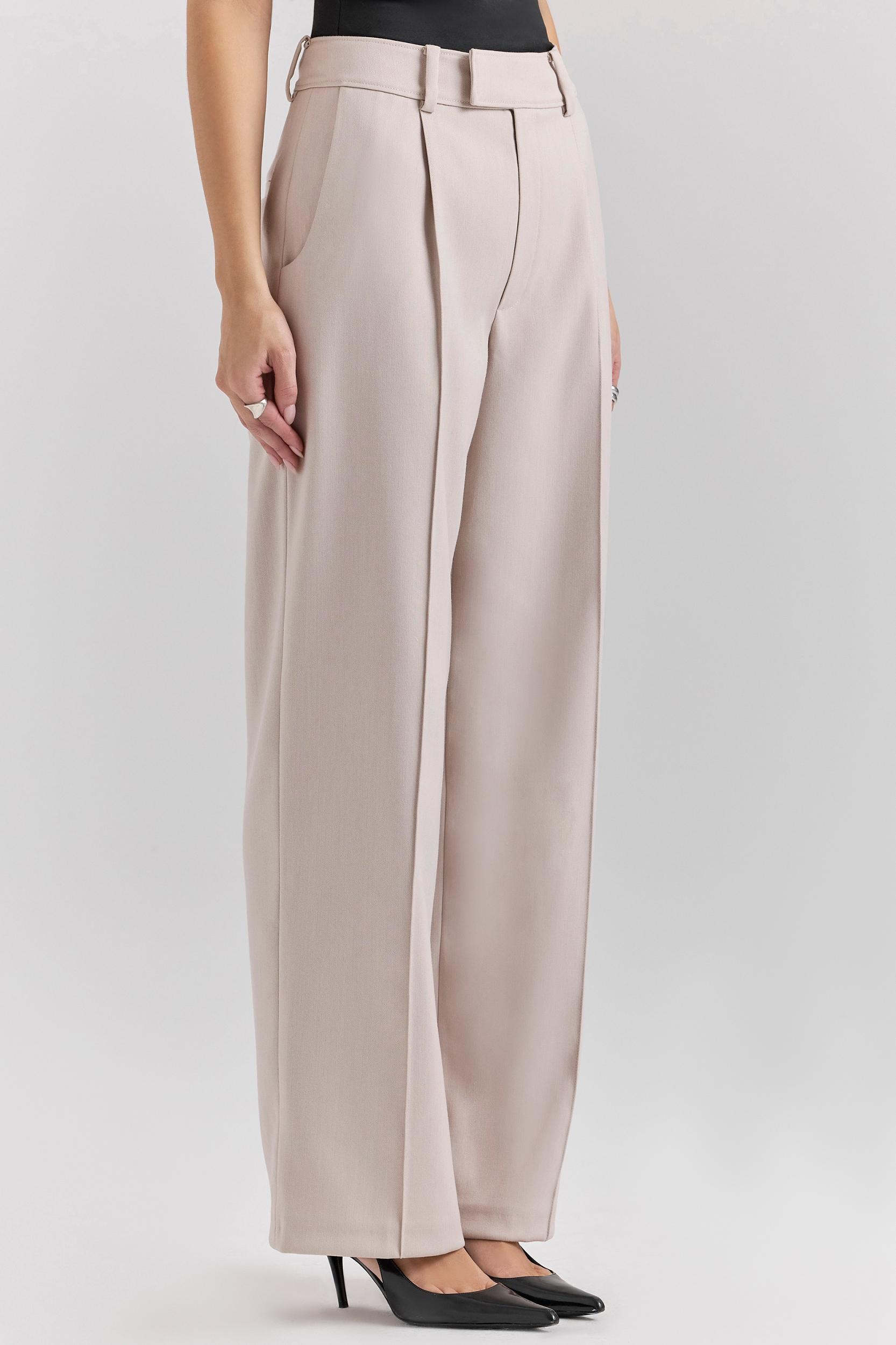 Hayden  beige high waist tailored trousers Product Image