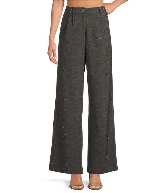 Skies Are Blue Rhinestone High Waist Wide Leg Pants Product Image