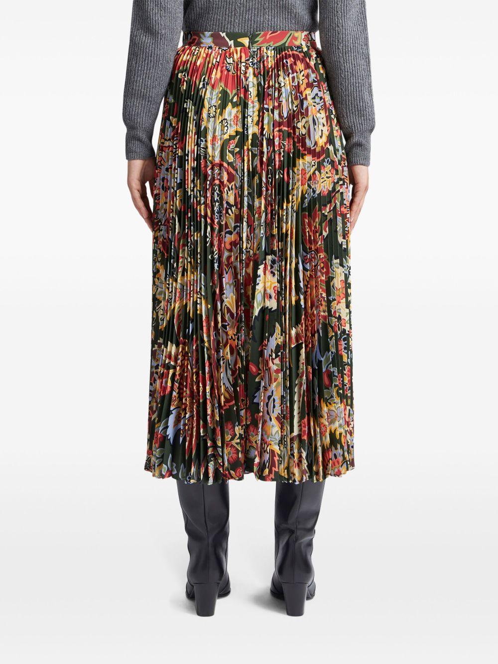 paisley-print pleated midi skirt Product Image