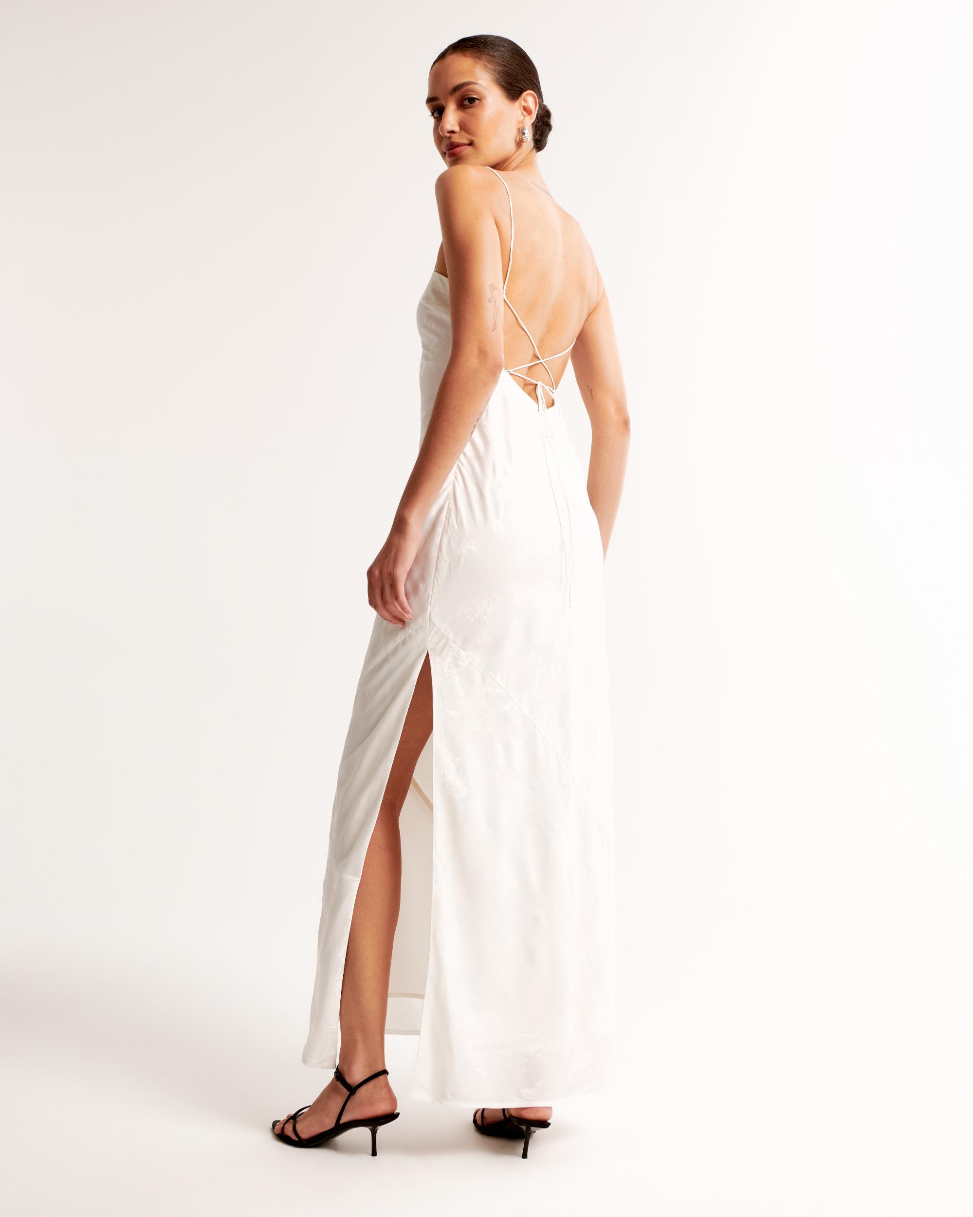 The A&F Julia Slip Satin Jacquard Maxi Dress Product Image