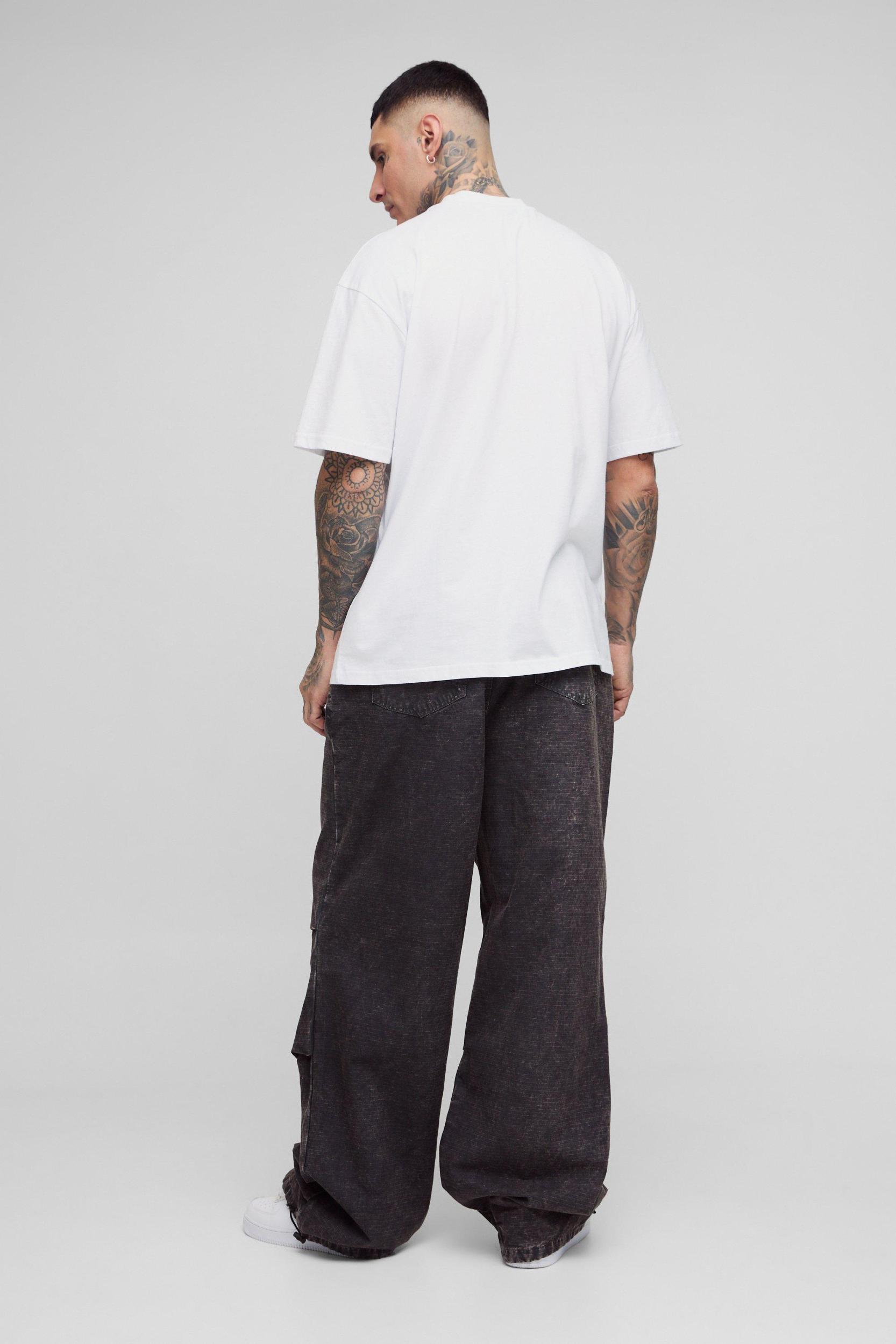 Tall Washed Ripstop Pleat Knee Parachute Pants | boohooMAN USA Product Image