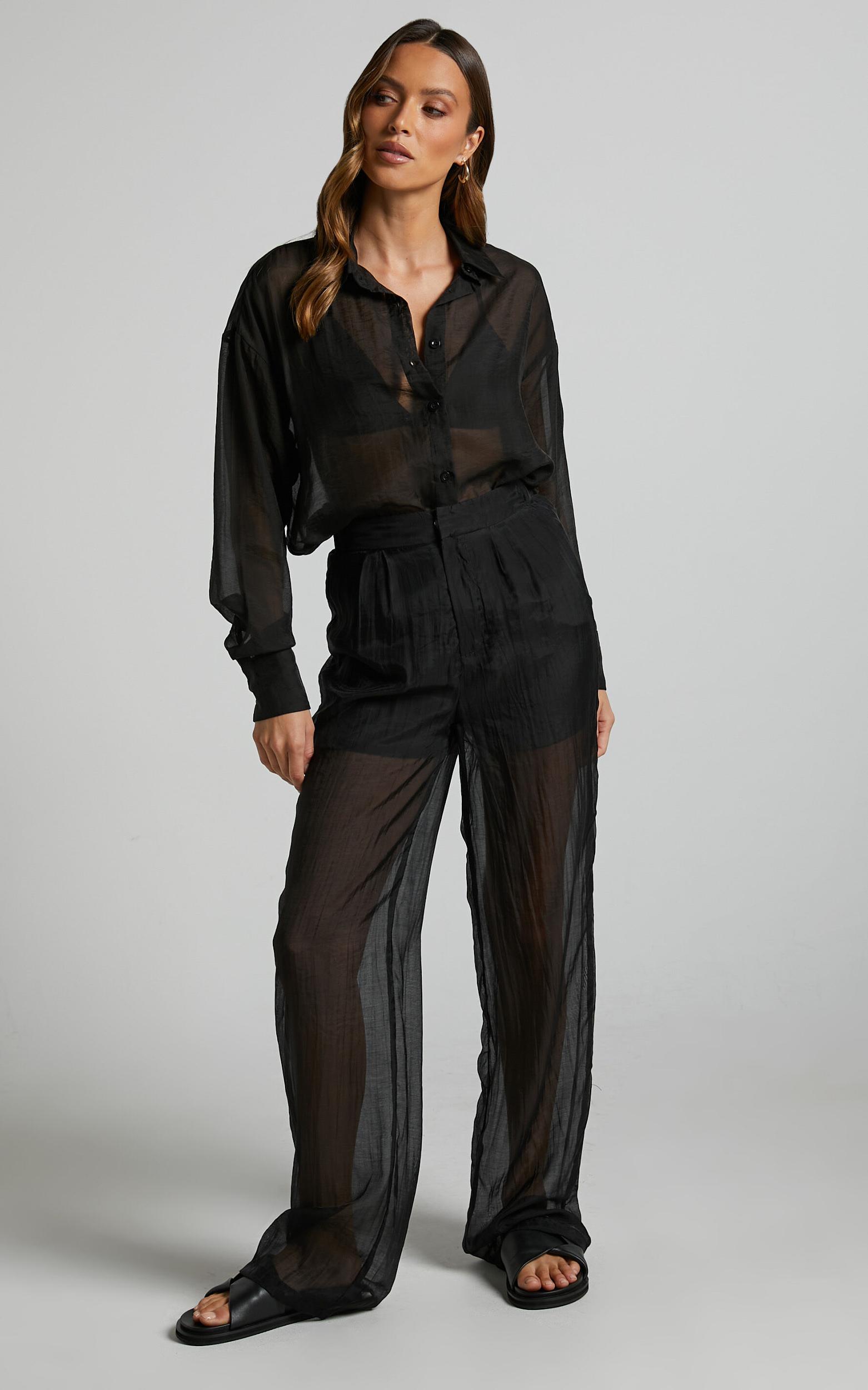 Garrick Pant - High Waisted Semi Sheet Pant in Black Product Image