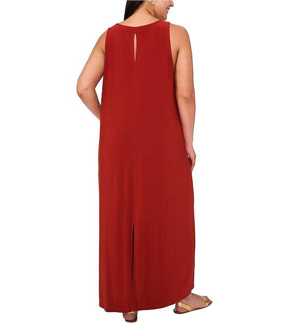 Vince Camuto Plus Size Sleeveless Crew Neck Keyhole Back Knit Maxi Dress Product Image