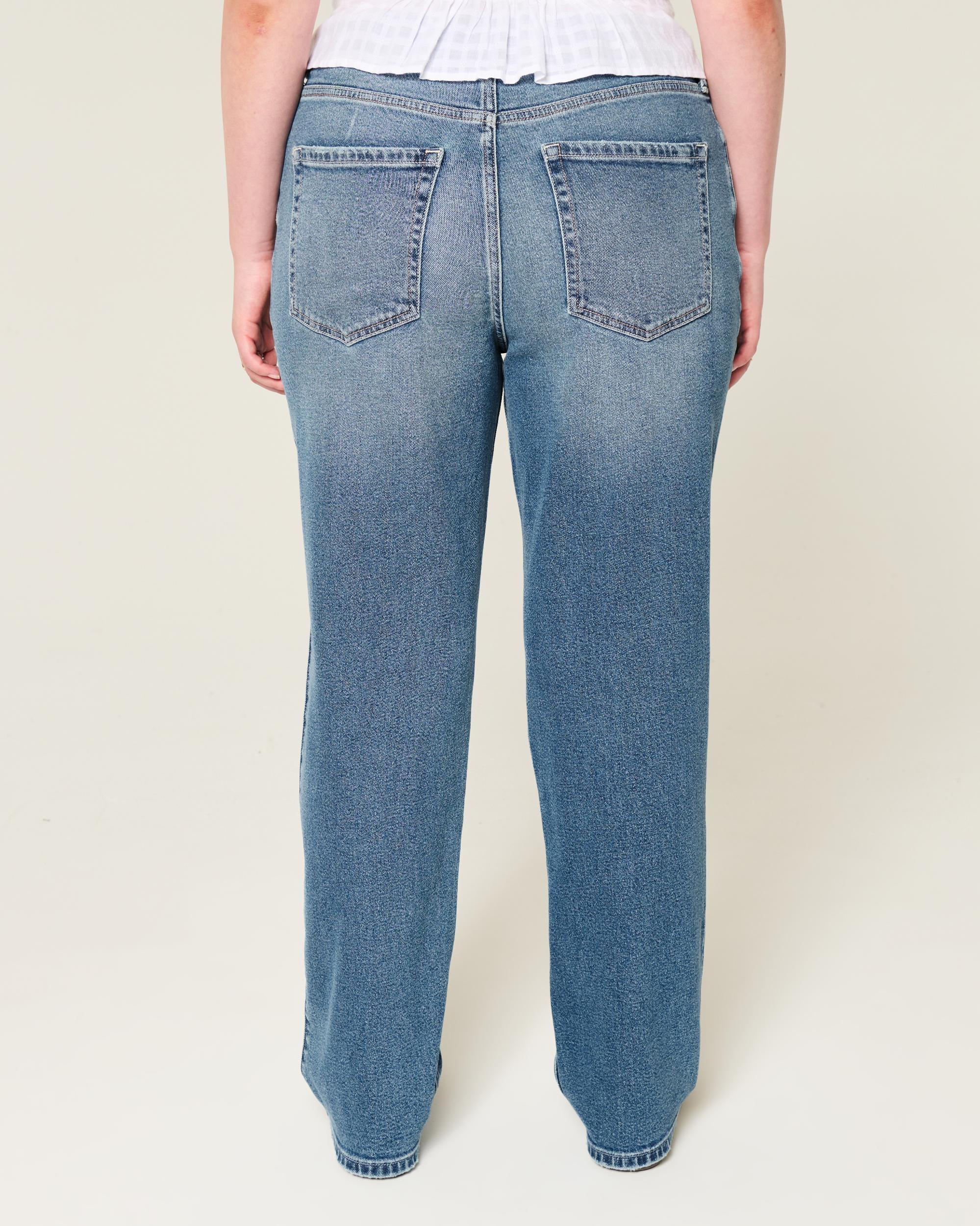 High-Rise Dark Wash Straight Jeans Product Image