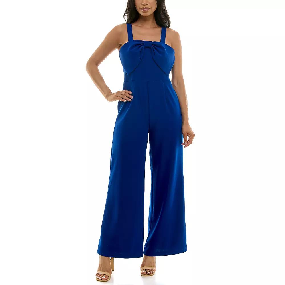 Women's Nina Leonard Large Bow Jumpsuit,  Product Image