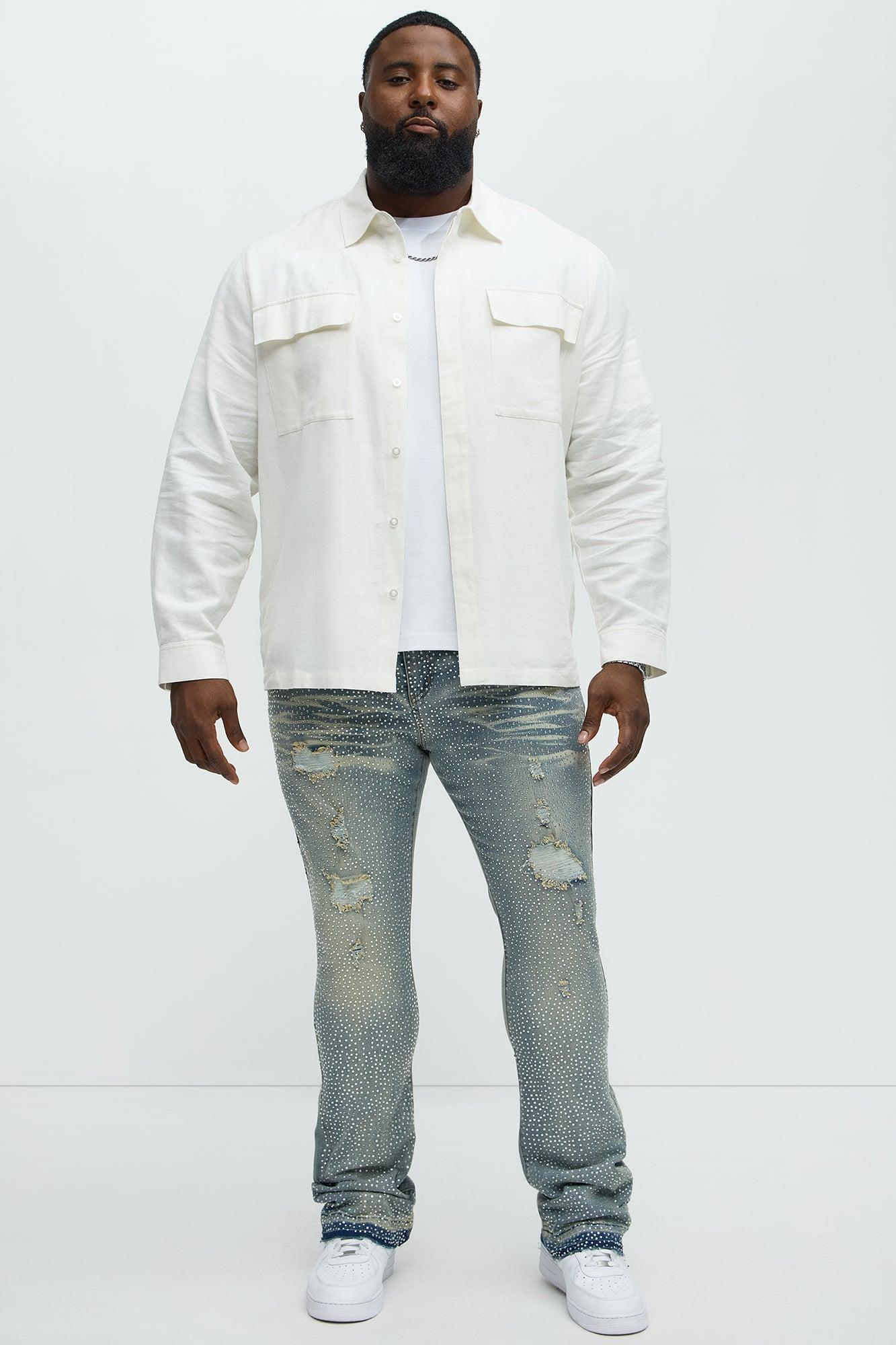 Stacked Skinny Flare On My Bling Distressed Jeans - Medium Blue Wash Product Image
