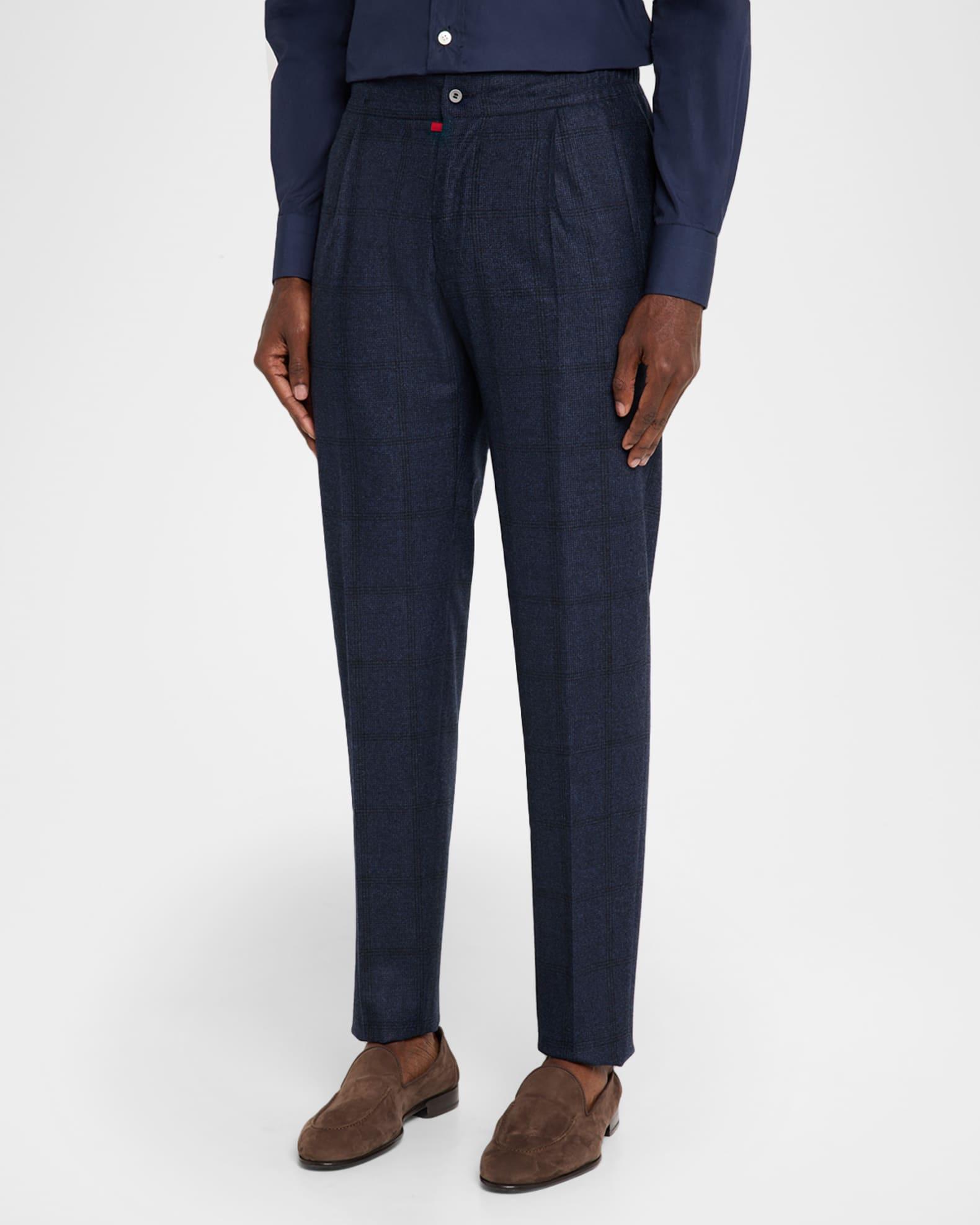 Men's Windowpane Pleated Stretch Pants Product Image