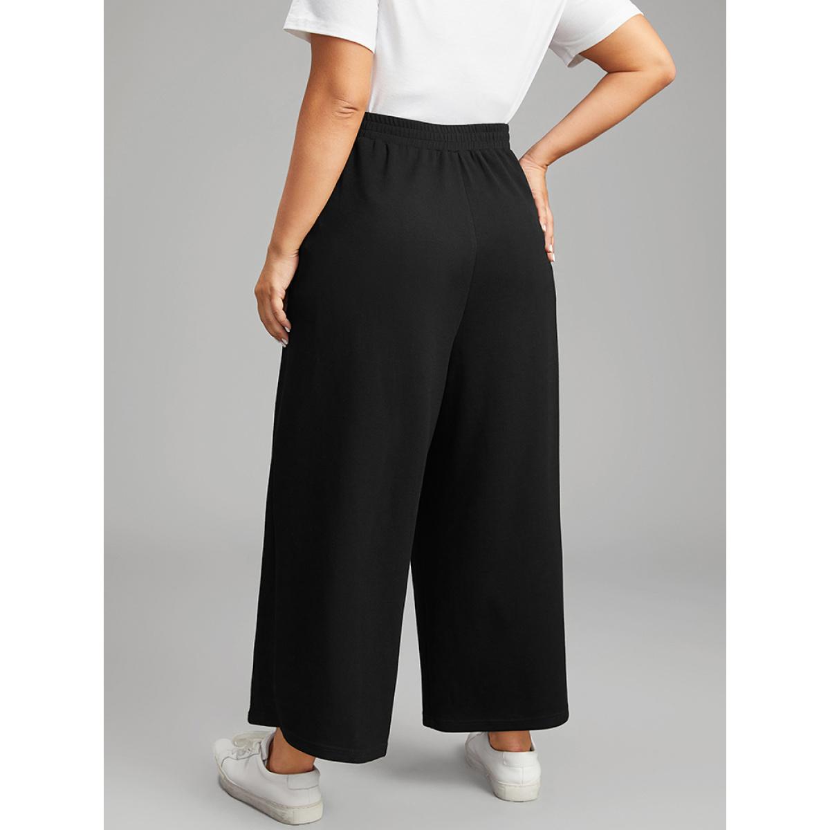 Supersoft Essentials Crossover Paperbag Waist Sweatpants Black Plus Size Women Casual Dailywear Plain 10/M Bloomchic Product Image