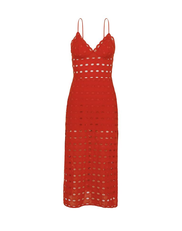 Eyelet Raya Midi Dress - Ruby Product Image