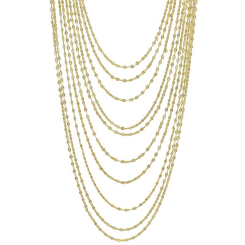 Stella Grace Sterling Silver Multistrand Chain Necklace, Womens Gold Tone Product Image