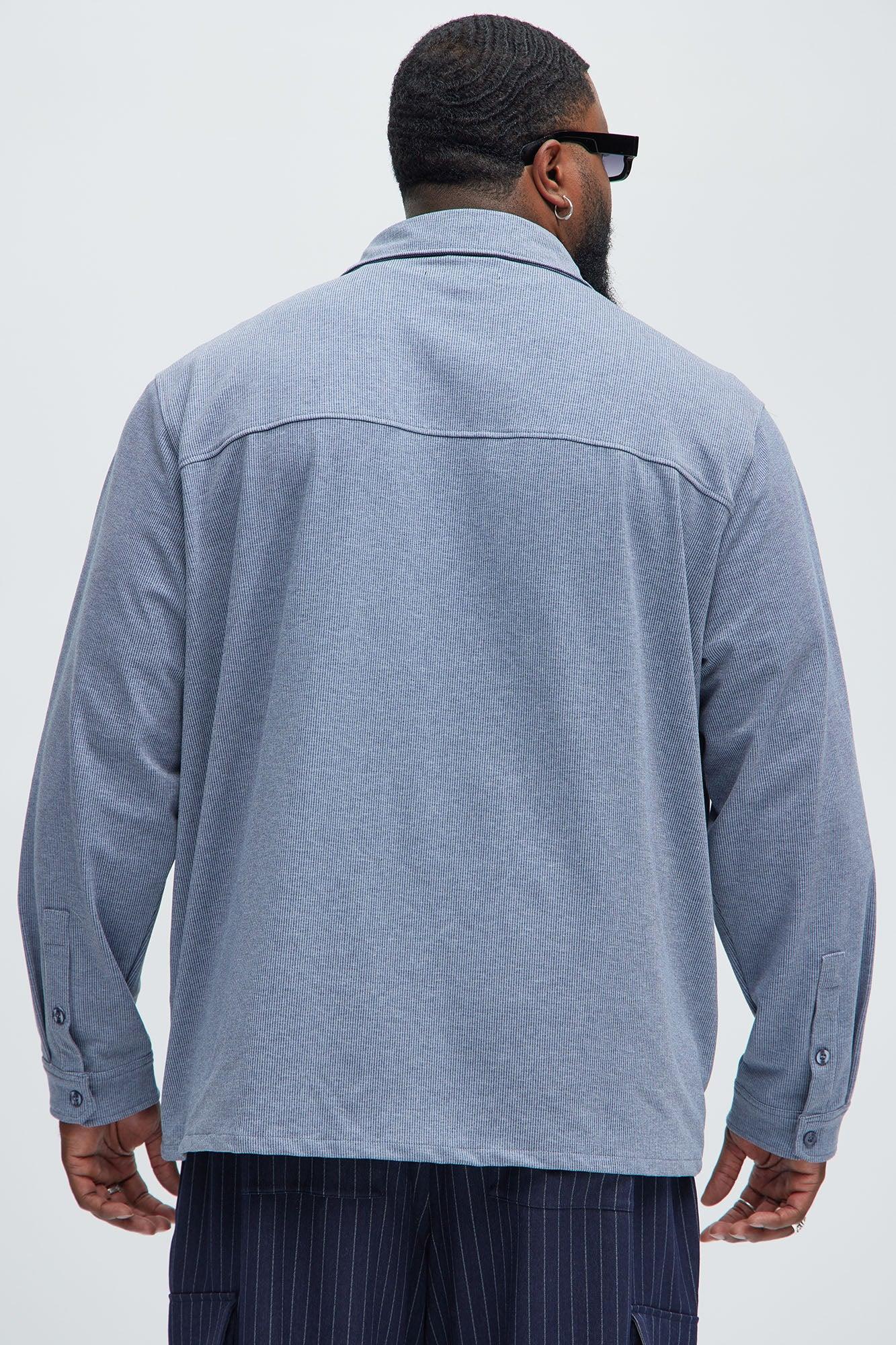 What U Need Stripe Button Up Shirt - Navy/combo Product Image