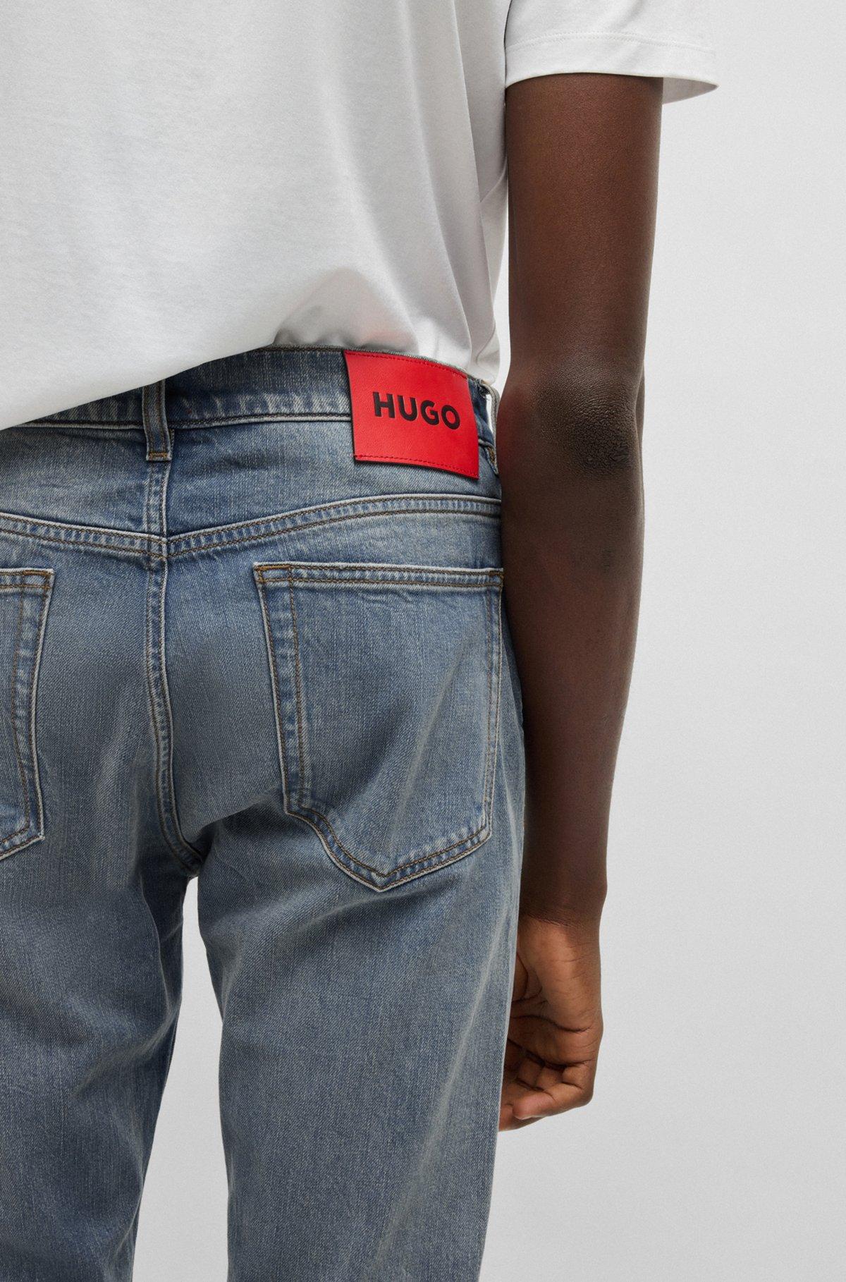 HUGO - Slim-fit jeans in gray-blue comfort-stretch denim - Blue Product Image