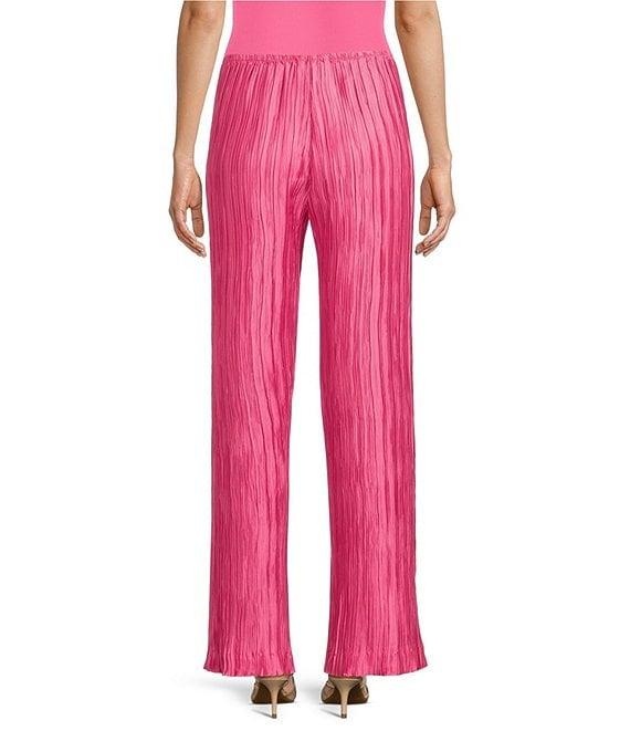 Caroline Rose Plisse Crinkled Pleat Straight-Leg Coordinating Pull-On Pants Product Image