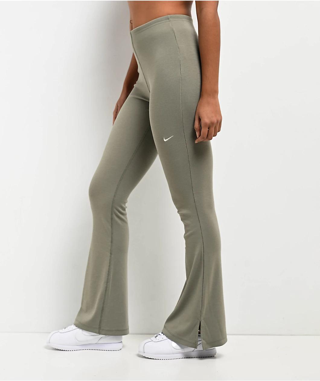 Nike Sportswear Chill Knit Mini-Rib Light Army Flare Leggings Product Image
