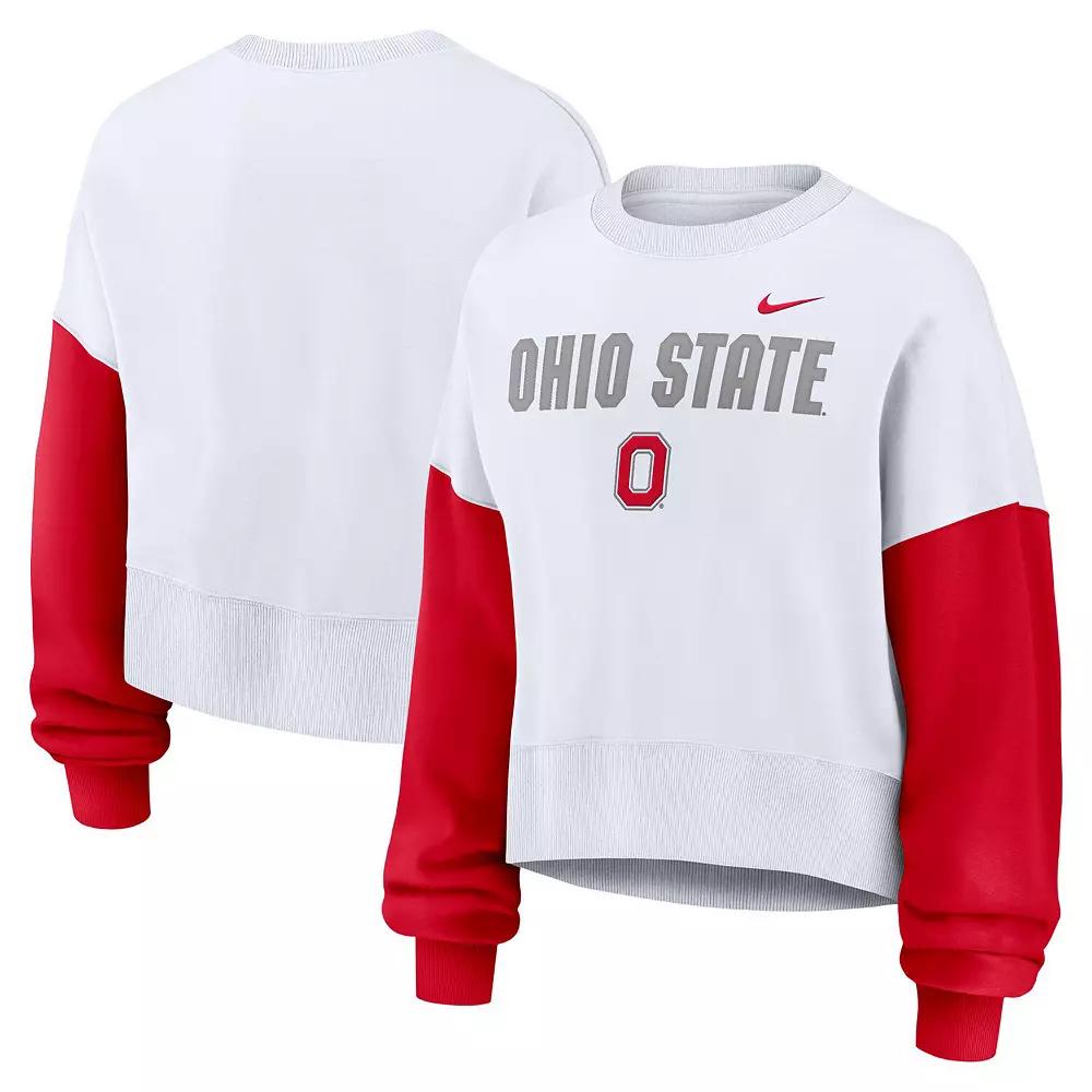 Women's Nike White Ohio State Buckeyes Color-Block Over Product Image