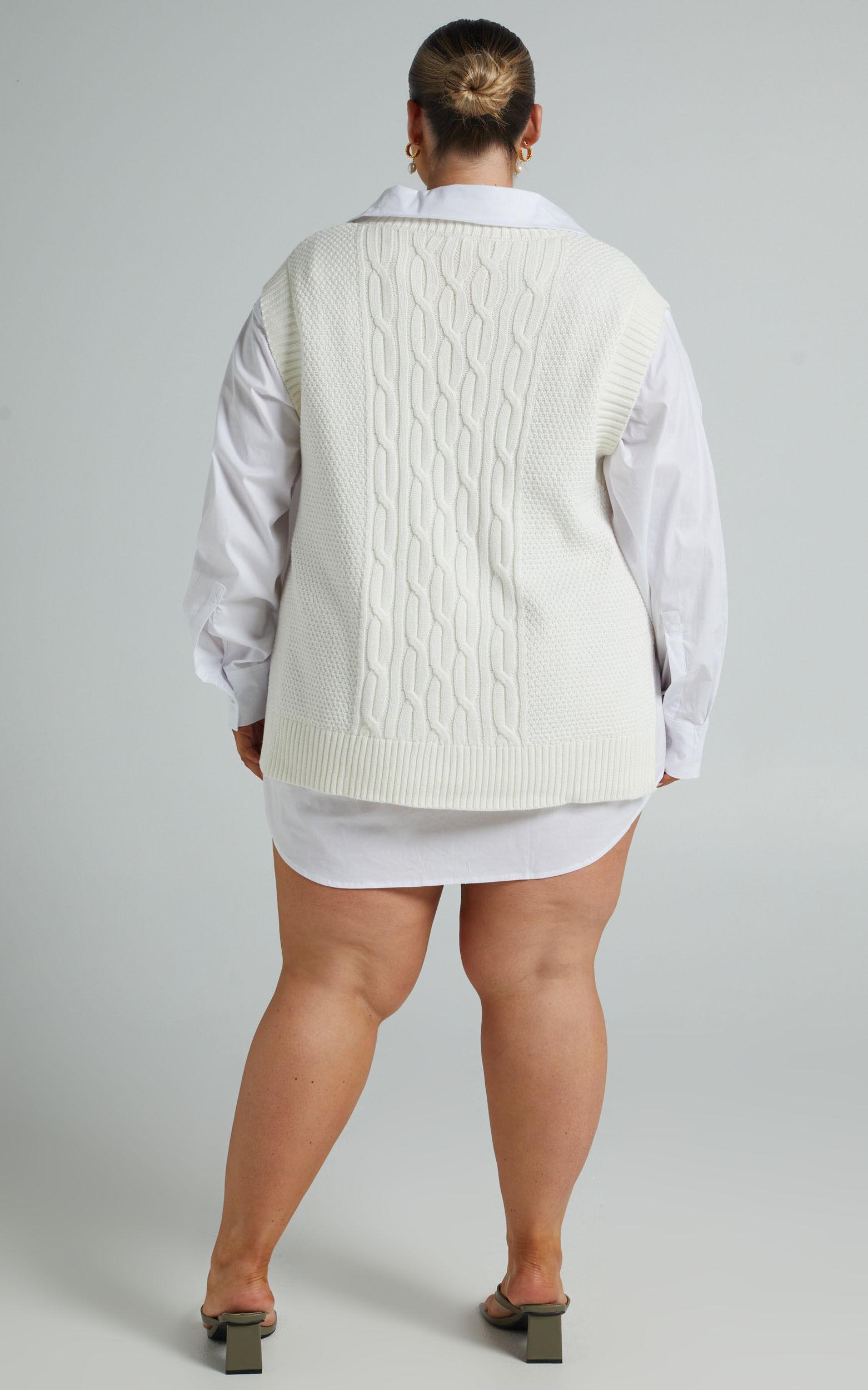 Cadha Vest - Knit Sweater Vest in Cream Product Image