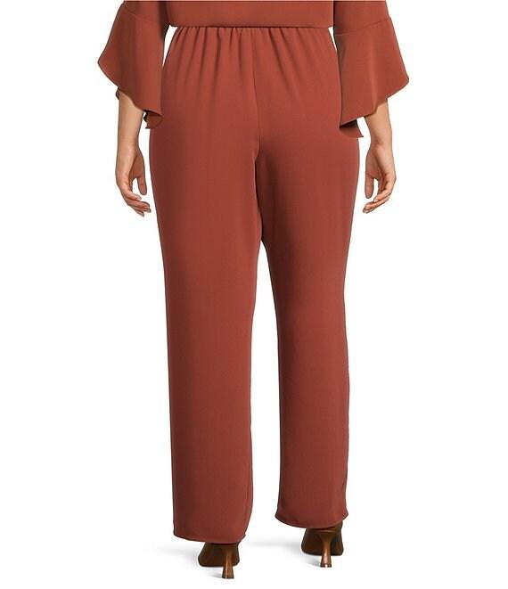 Caroline Rose Plus Size Matte Crepe Pull-On Straight Leg Pants Product Image