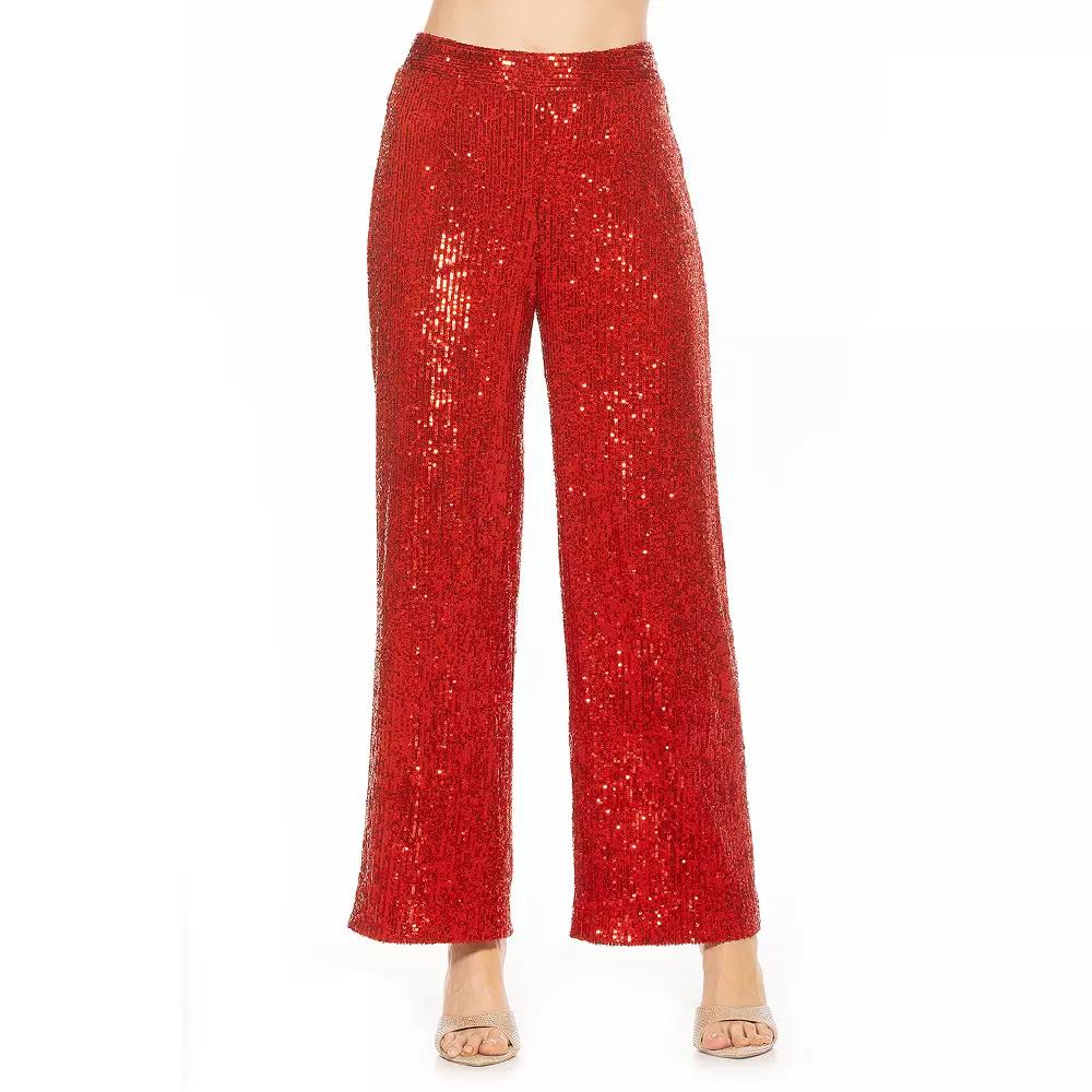 Women's ALEXIA ADMOR Wide-Leg Sequin Pants,  Product Image