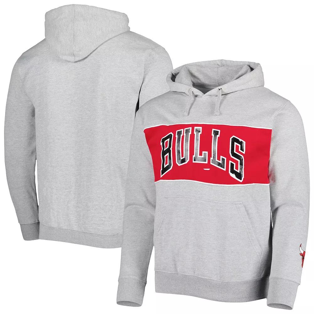 Men's Fanatics Branded Heather Gray Chicago Bulls Wordmark French Terry Pullover Hoodie, Size: Small, Grey Product Image