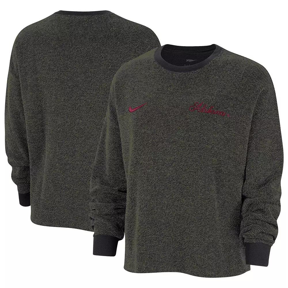 Women's Nike  Black Alabama Crimson Tide Yoga Script Pullover Sweatshirt, Size: Small Product Image