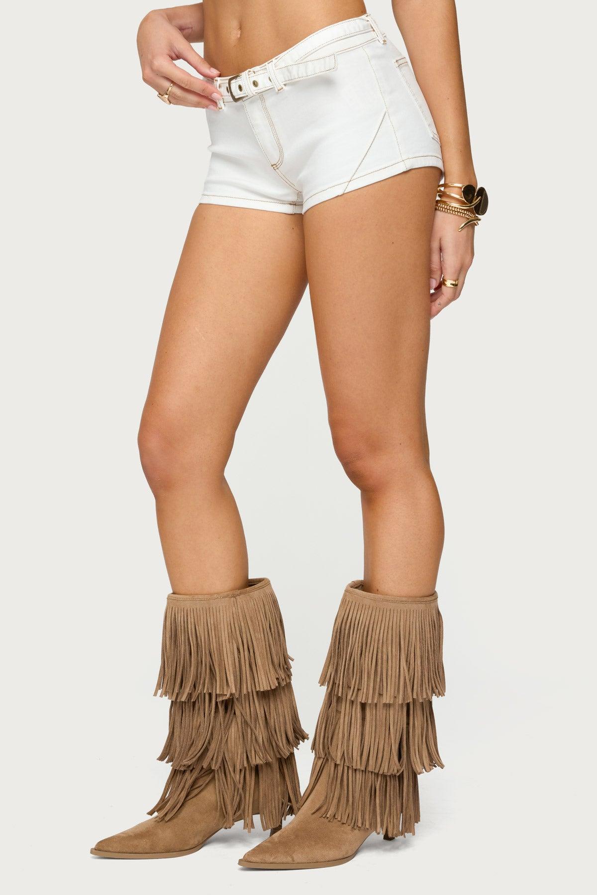 Ciel Low Rise Denim Micro Shorts Product Image