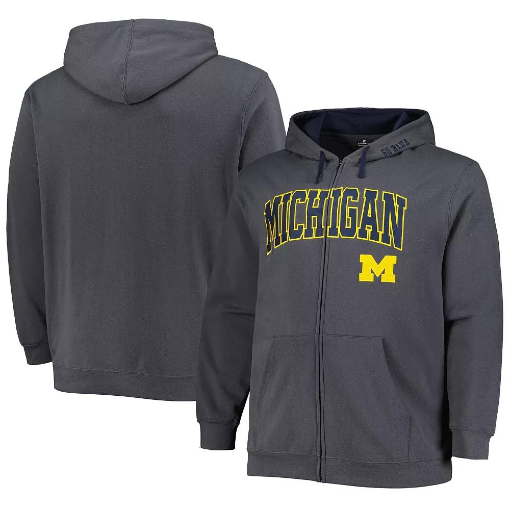 Men's Colosseum Charcoal Michigan Wolverines Big & Tall Team Full-Zip Hoodie,  Product Image