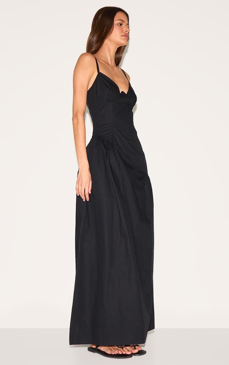 Black Plunge Asymmetric Detail Maxi Dress Product Image