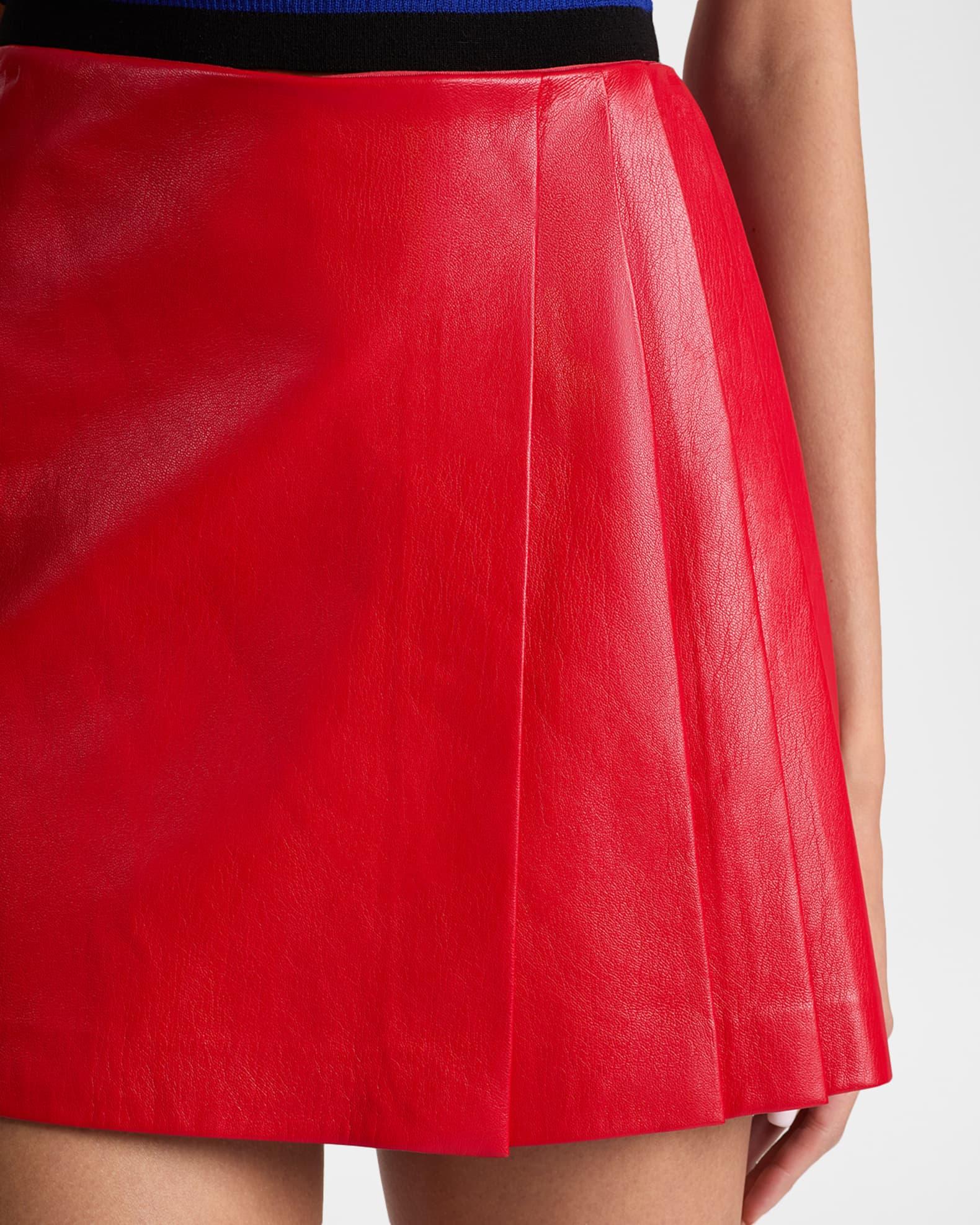 Toni Pleated Vegan Leather Mini Skirt  Product Image