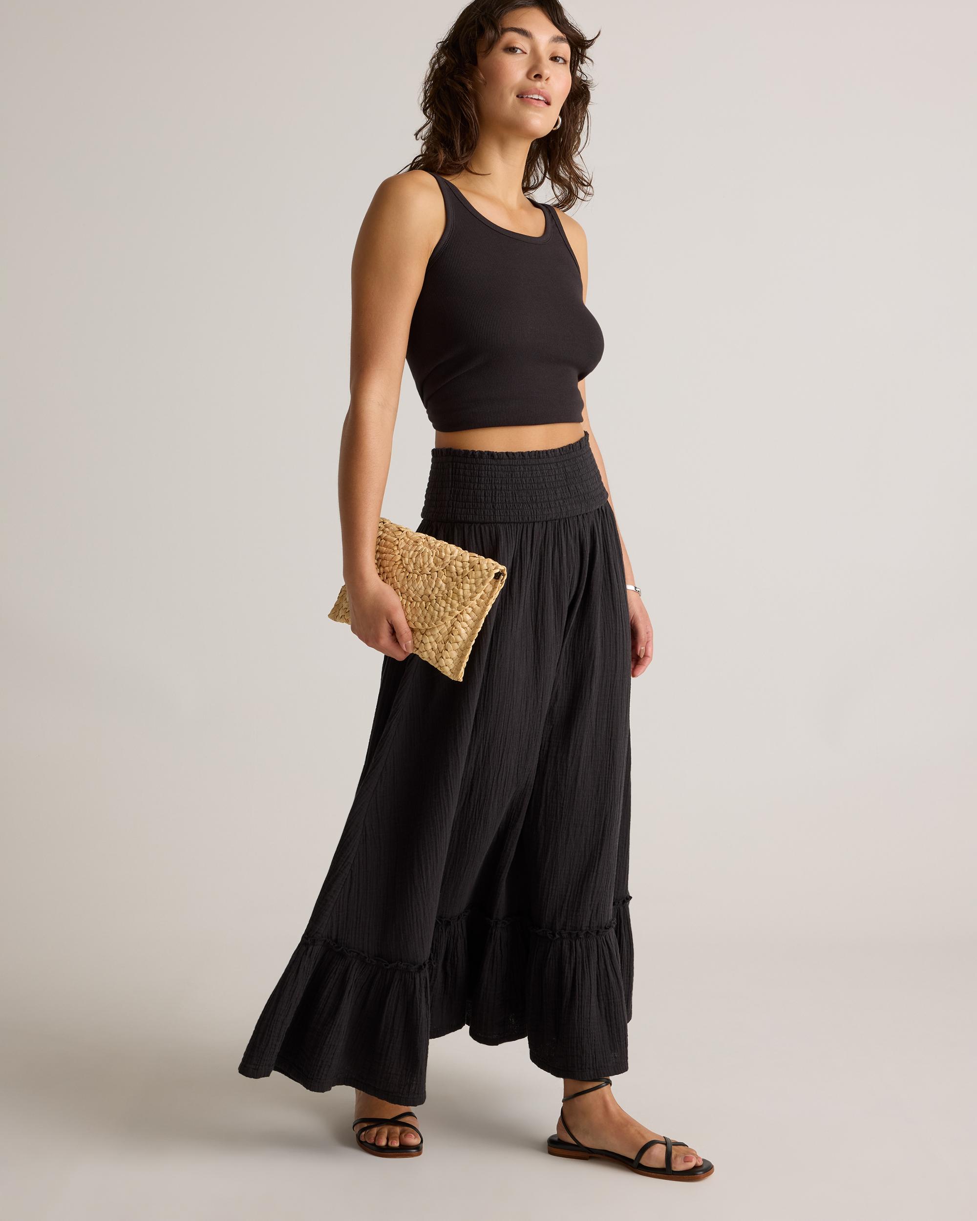 Quince | Women's Gauze Smocked Maxi Skirt Organic Cotton Product Image